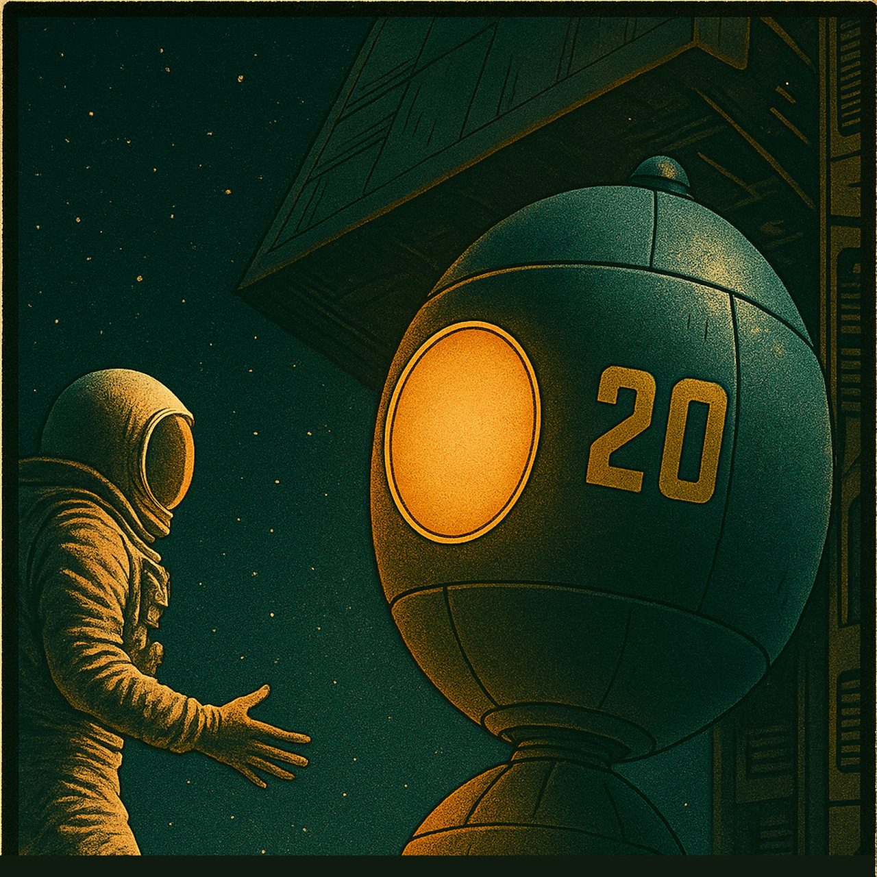 Astronauta che dialoga con la Bomba #20 agganciata allo scafo — Dark Star (1974)