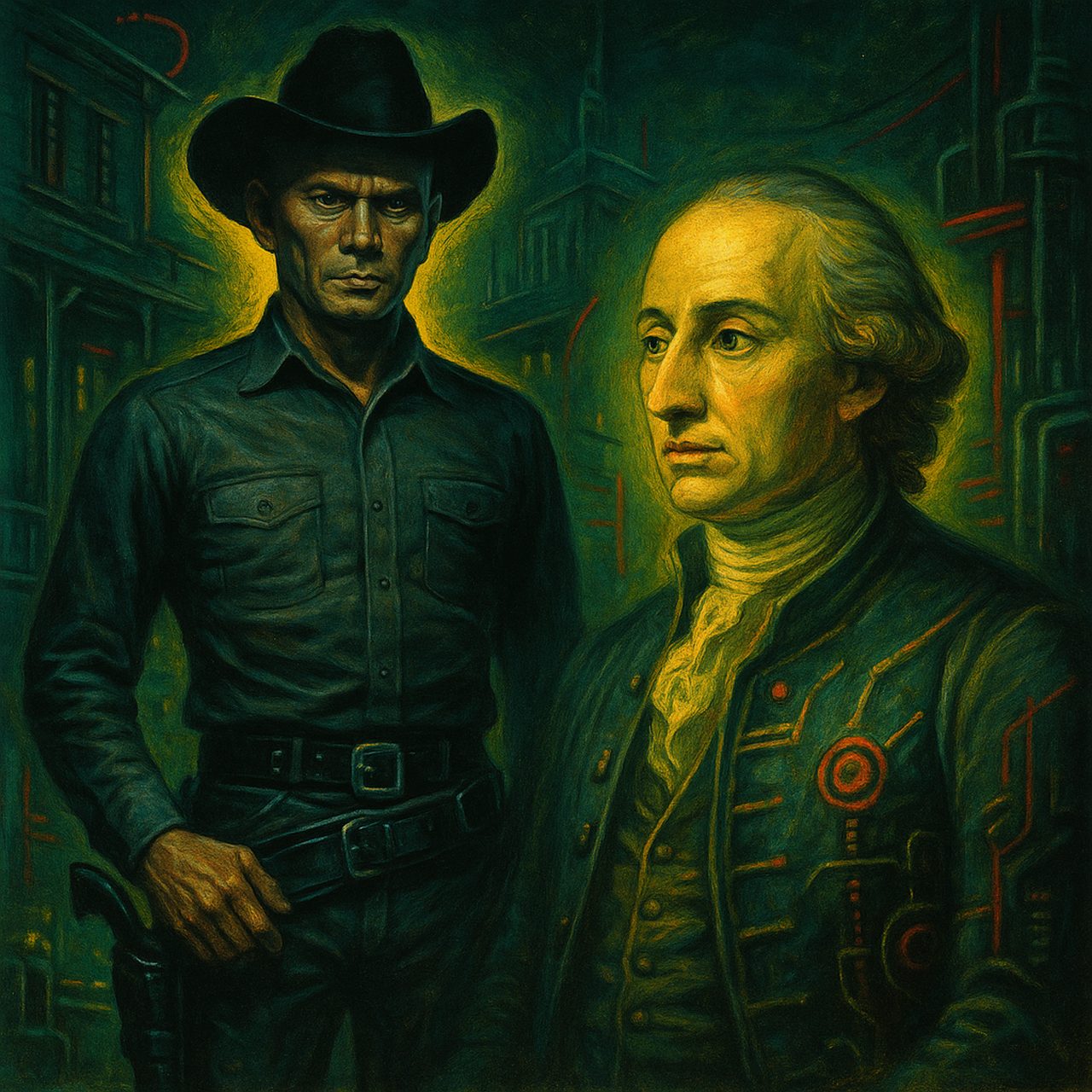 Yul Brynner accanto al filosofo illuminista La Mettrie